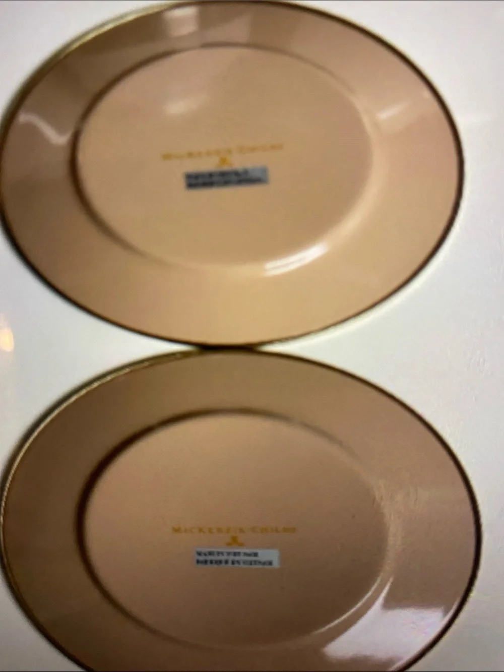 Mackenzie-Childs Wild Rose Mauve Stainless Steel Salad Plates (2) NWOT